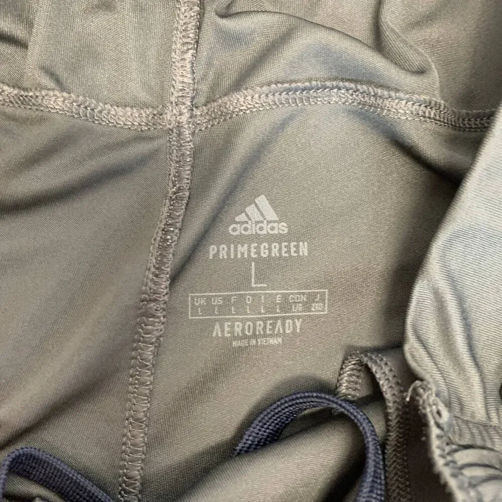 Adidas 3 Stripe Shorts Primegreen Pockets Drawstring Waist Sz Large